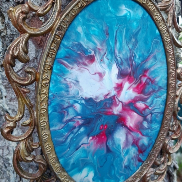 "Ghostly Reflections" Vintage Italy Ornate Frame Pour Painted - Picture 3 of 8